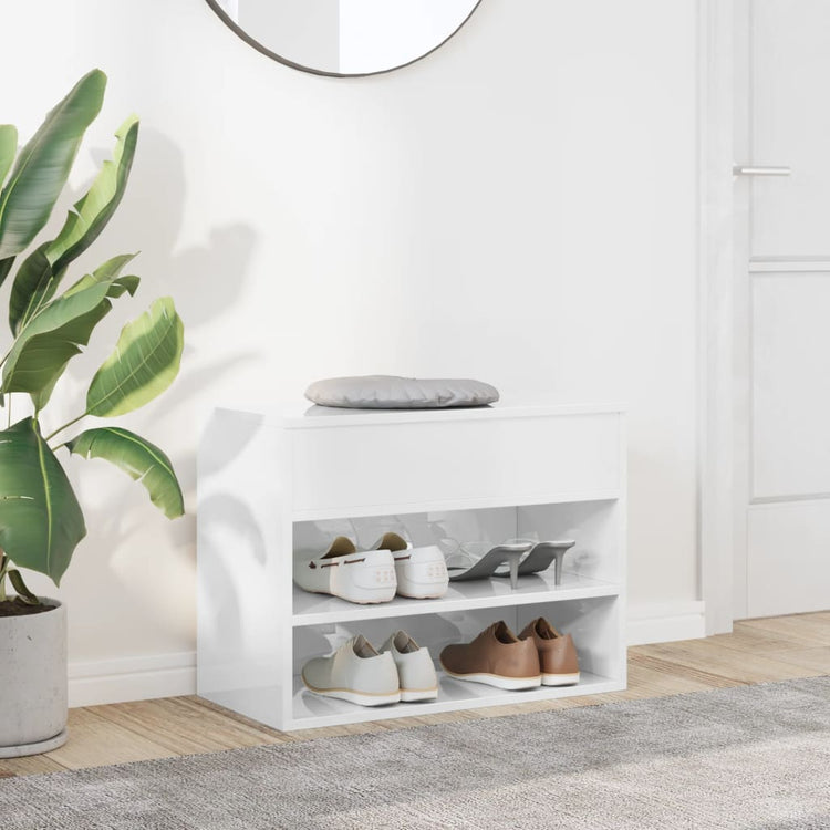 Vidaxl Chaussures Banque 60x30x45 cm en bois transformé haut brillant blanc