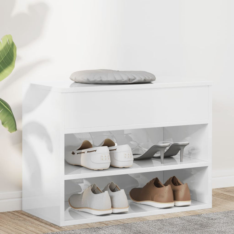 Vidaxl Chaussures Banque 60x30x45 cm en bois transformé haut brillant blanc