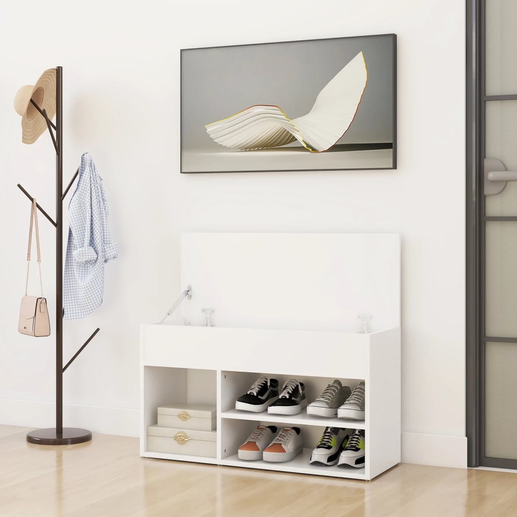 Canapé de chaussure Vidaxl 80x30x45 cm Bois de blanc