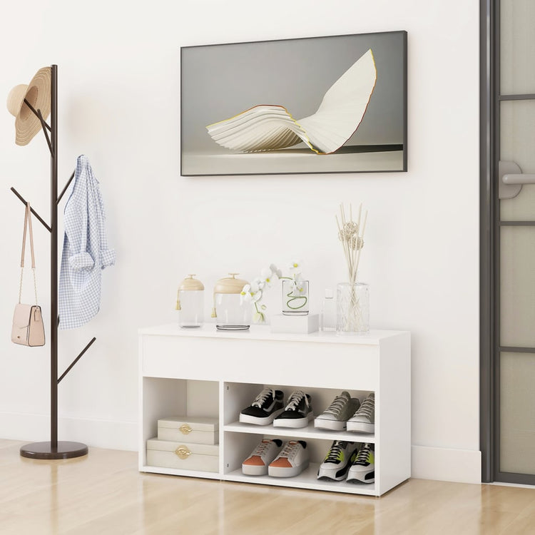 Canapé de chaussure Vidaxl 80x30x45 cm Bois de blanc