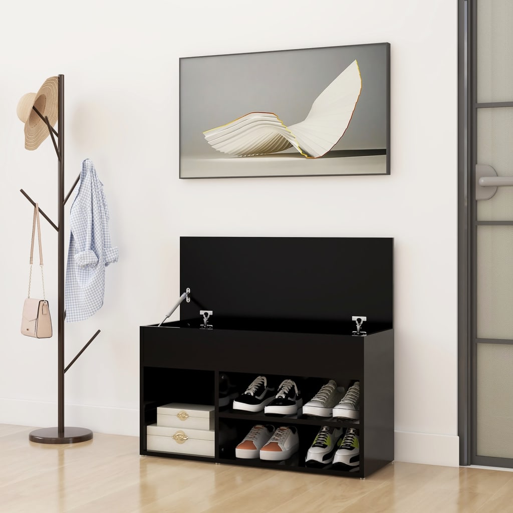 Canapé de chaussure vidaxl 80x30x45 cm en bois transformé noir
