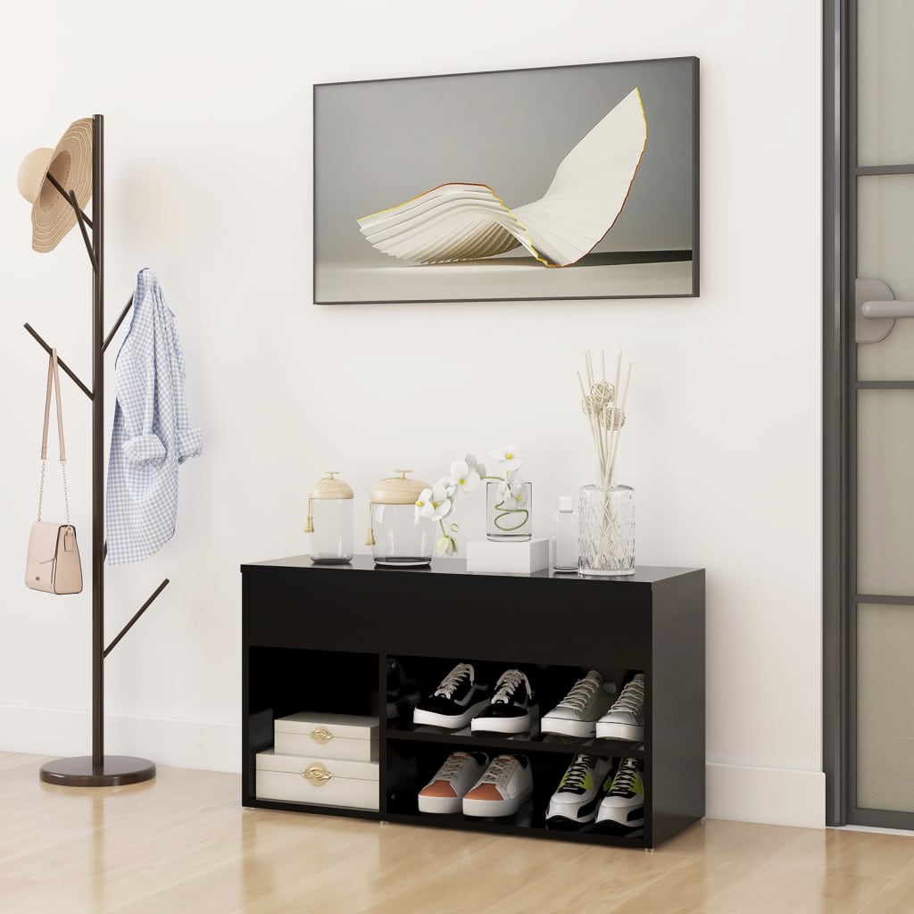 Canapé de chaussure vidaxl 80x30x45 cm en bois transformé noir