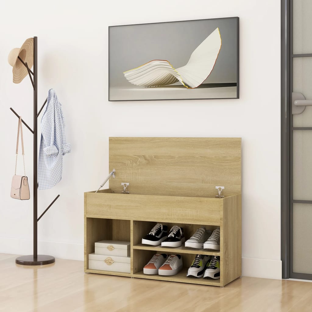 Canapé de chaussure vidaxl 80x30x45 cm en bois de bois de bois de chêne sonoma coloré