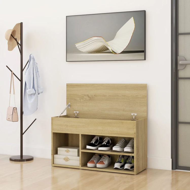 Canapé de chaussure vidaxl 80x30x45 cm en bois de bois de bois de chêne sonoma coloré