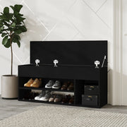 Vidaxl Chaussures Banque 105x30x45 cm Bois transformé en noir - afbeelding 3
