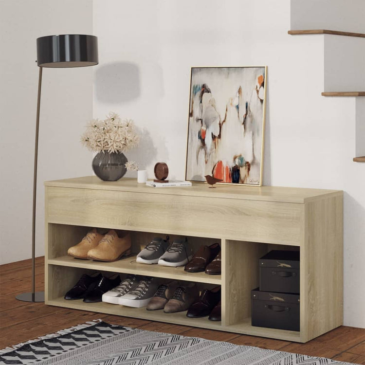 Vidaxl schoenbank 105x30x45 cm Processus de bois sonoma chêne -colored