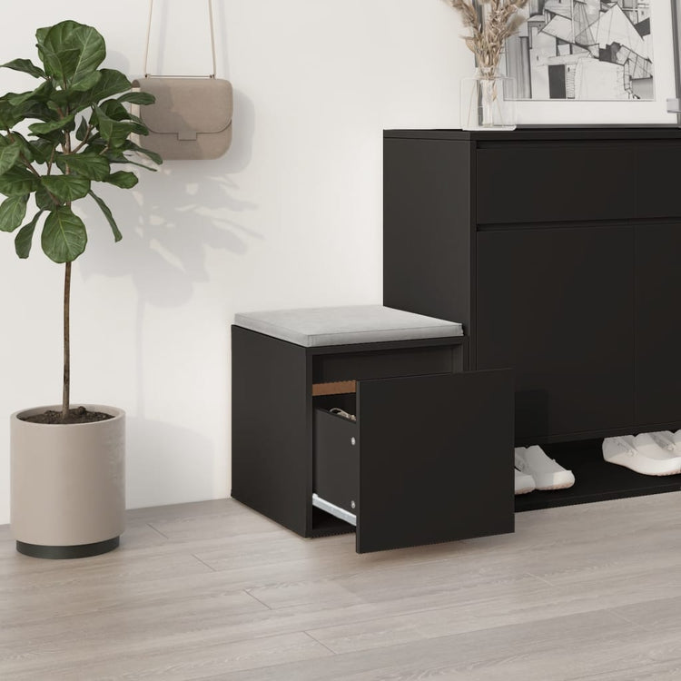 Boîte de rangement Vidaxl avec tiroir 40.5x40x40 cm Bois de bois noir