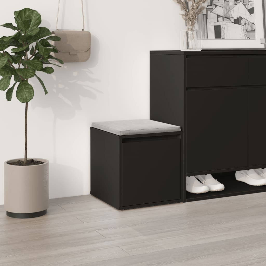 Boîte de rangement Vidaxl avec tiroir 40.5x40x40 cm Bois de bois noir