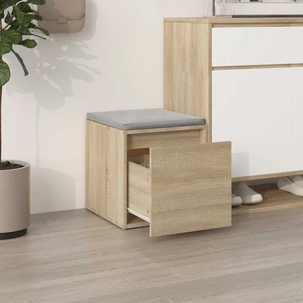 Boîte de rangement Vidaxl avec tiroir 40.5x40x40 cm Couleur de chêne sonoma en bois de bois de bois