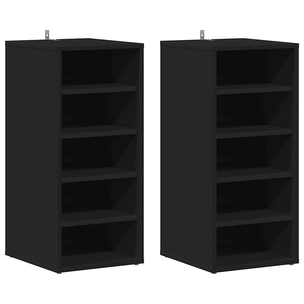 Armoires à chaussures vidaxl 2 pcs 31,5x35x70 cm en bois transformé noir