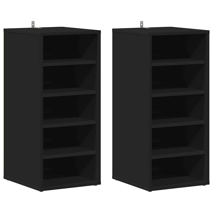 Armoires à chaussures vidaxl 2 pcs 31,5x35x70 cm en bois transformé noir
