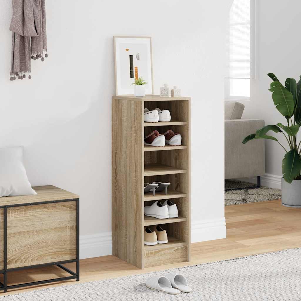 Armoire à chaussures Vidaxl 31.5x35x90 cm en bois de bois de chêne sonoma coloré