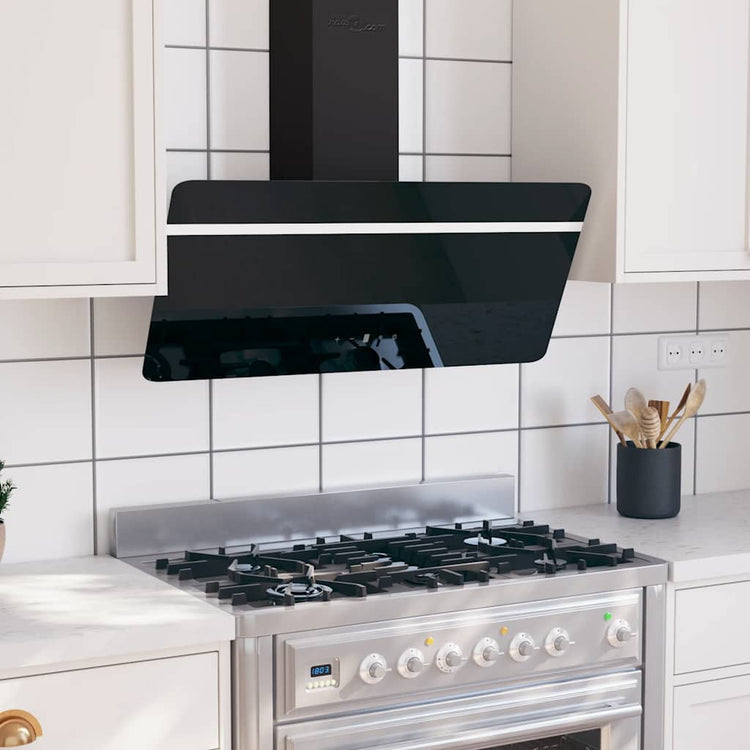 Capeur d'extracteur de paroi Vidaxl 90 cm en acier et verre trempé noir