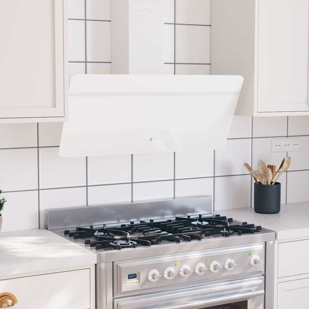 Capeur d'extracteur de paroi Vidaxl 90 cm en acier et verre trempé blanc