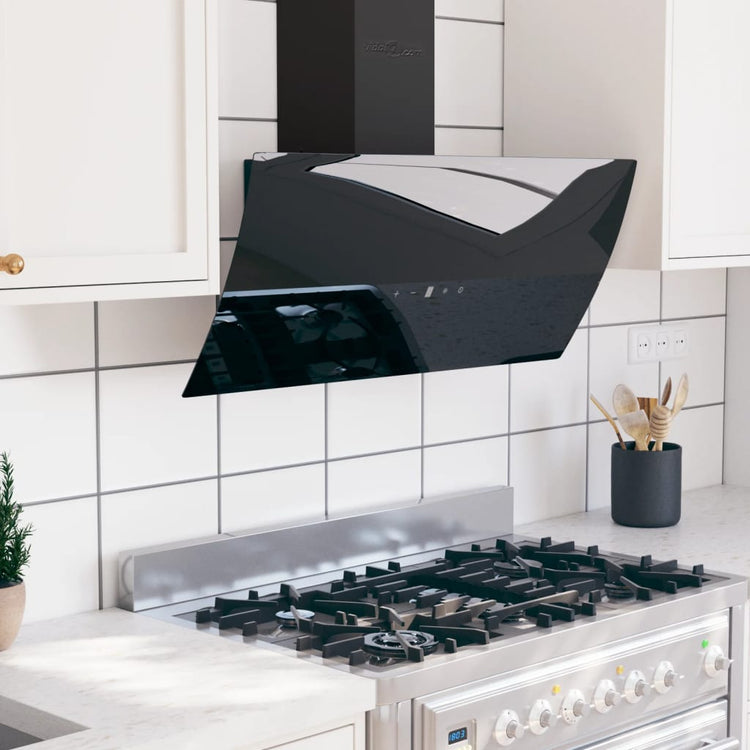 Capeur d'extracteur de paroi Vidaxl 90 cm en acier et verre trempé noir