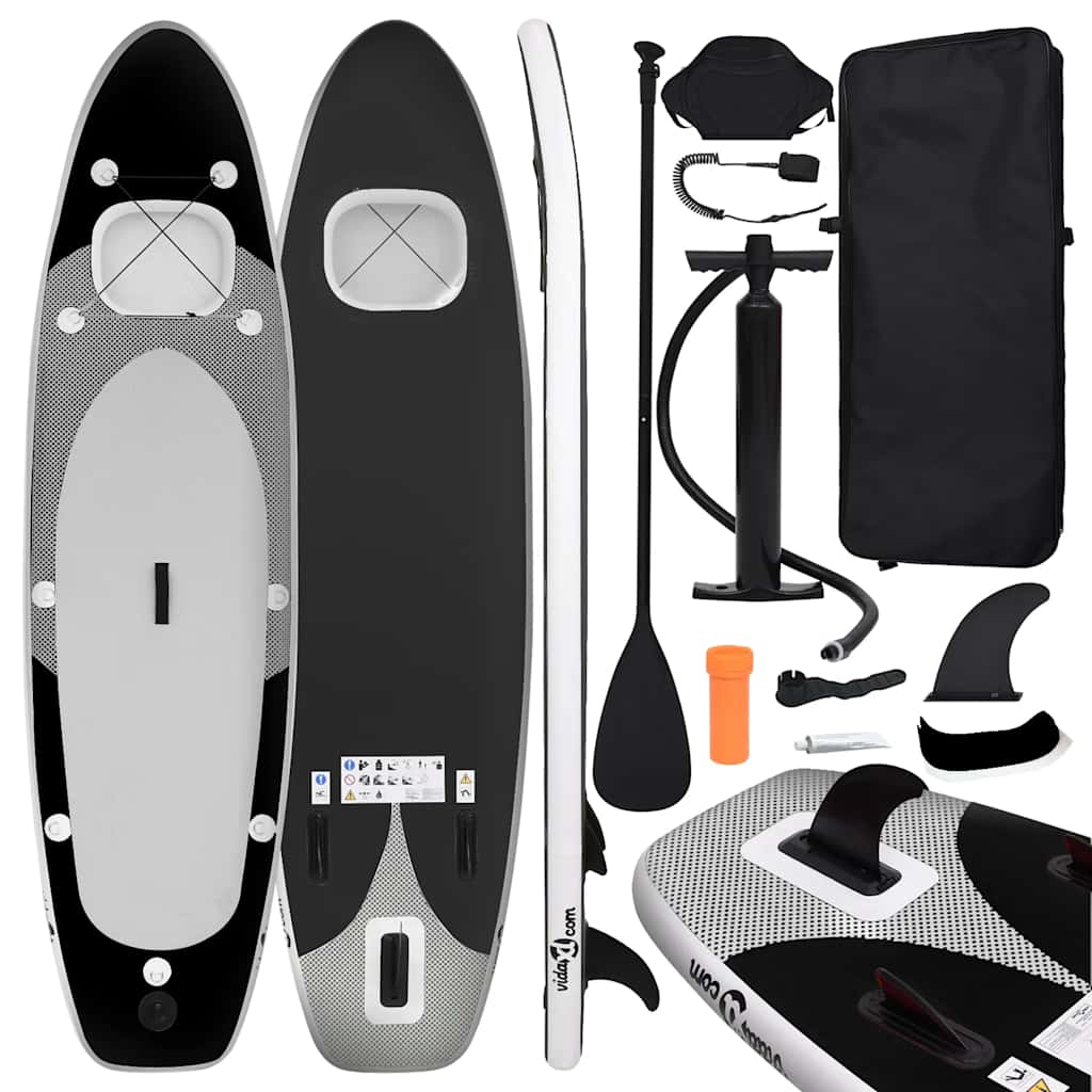 Vidaxl Stand Up Paddleboard Set gonflable 300x76x10 cm noir