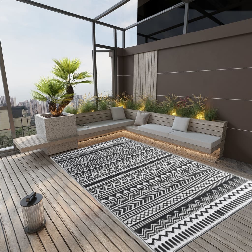Vidaxl à l'extérieur du tapis 190x290 cm en polypropène noir