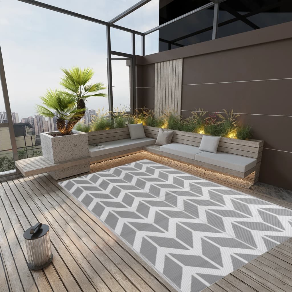 Vidaxl à l'extérieur du tapis 190x290 cm Gray en polypropène