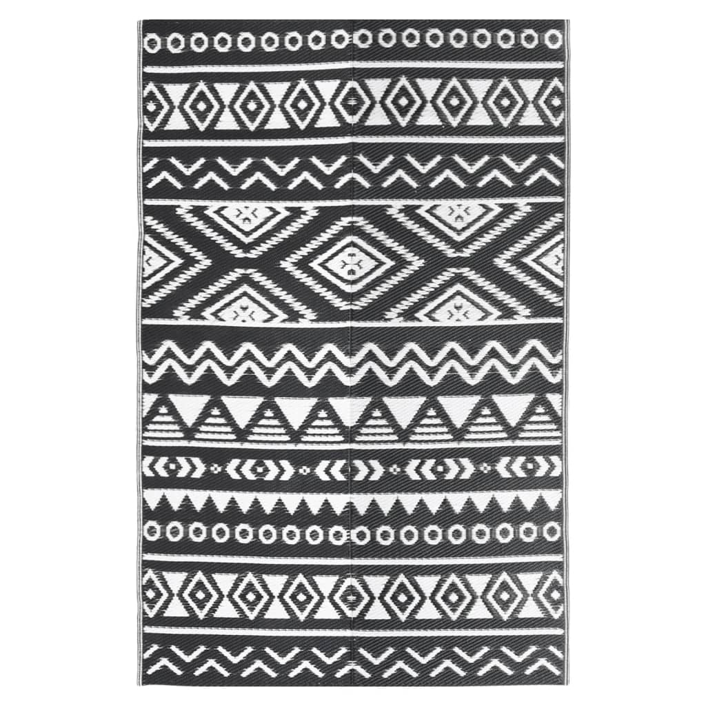 Vidaxl à l'extérieur du tapis 190x290 cm en polypropène noir