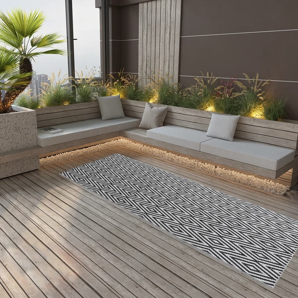Vidaxl Extérieur Rug 80x250 cm Polypropène noir
