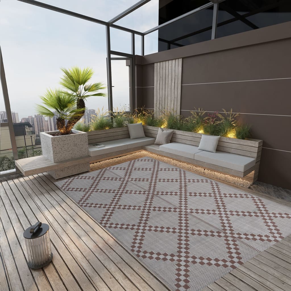 Vidaxl à l'extérieur du tapis 140x200 cm en polypropène brun