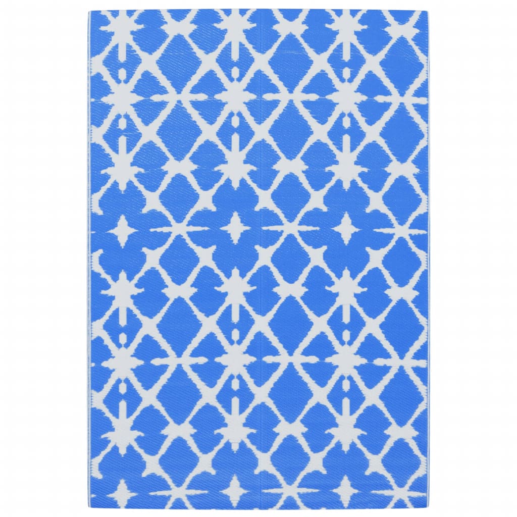 Vidaxl à l'extérieur du tapis 140x200 cm en polypropène bleu et blanc