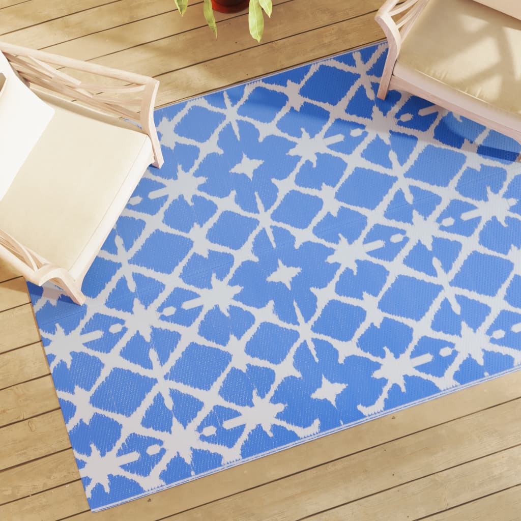 Vidaxl à l'extérieur du tapis 140x200 cm en polypropène bleu et blanc
