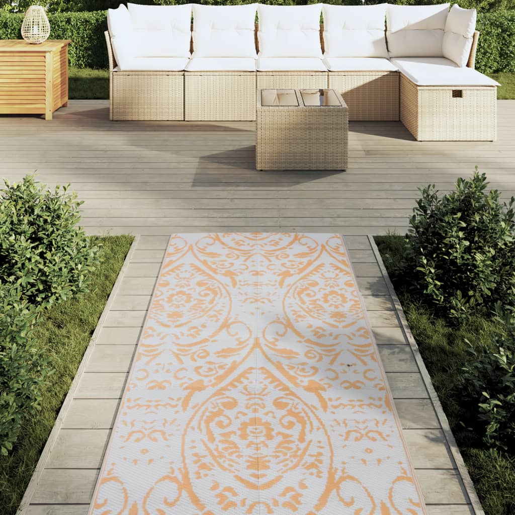 Vidaxl Extérieur Rug 80x250 cm Polypropène orange et blanc