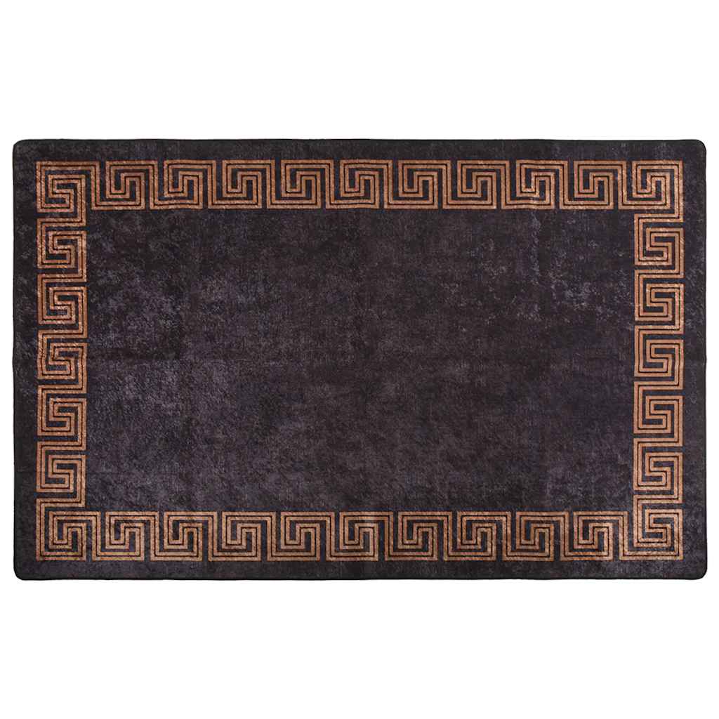 Vidaxl tapis lavable anti-glip 80x150 cm noir et or de couleur