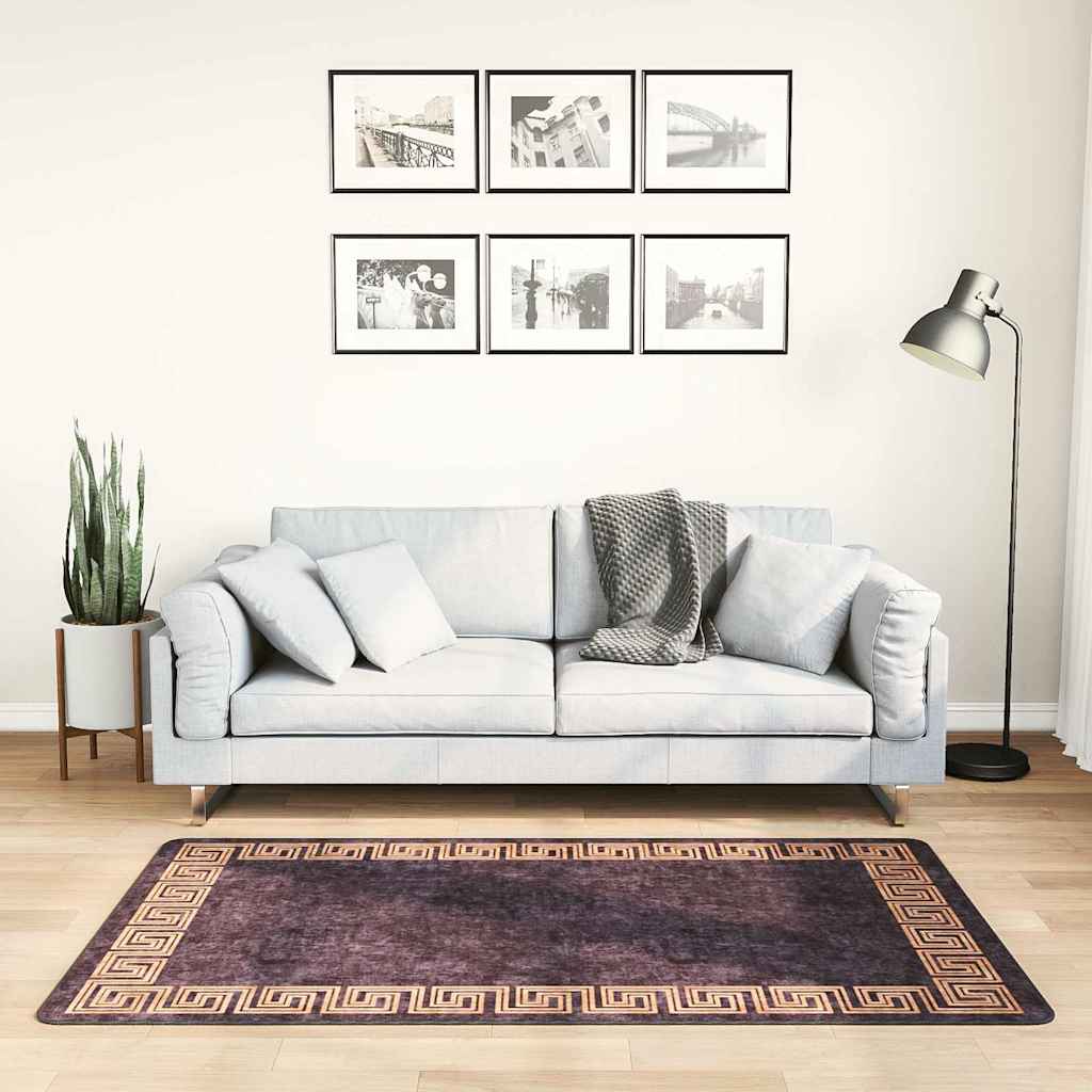 Vidaxl tapis lavable anti-glip 80x150 cm noir et or de couleur