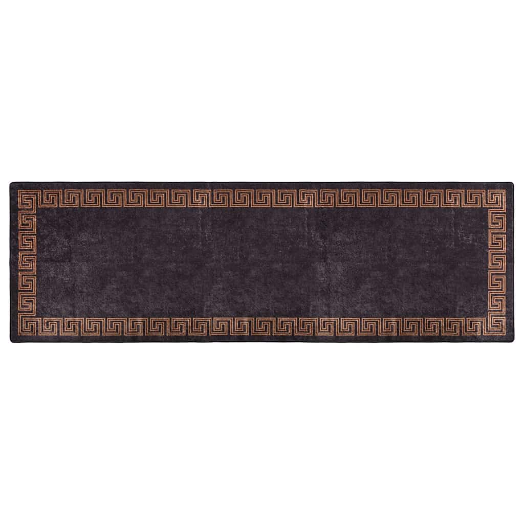 Vidaxl tapis lavable anti-glip 80x300 cm noir et or de couleur