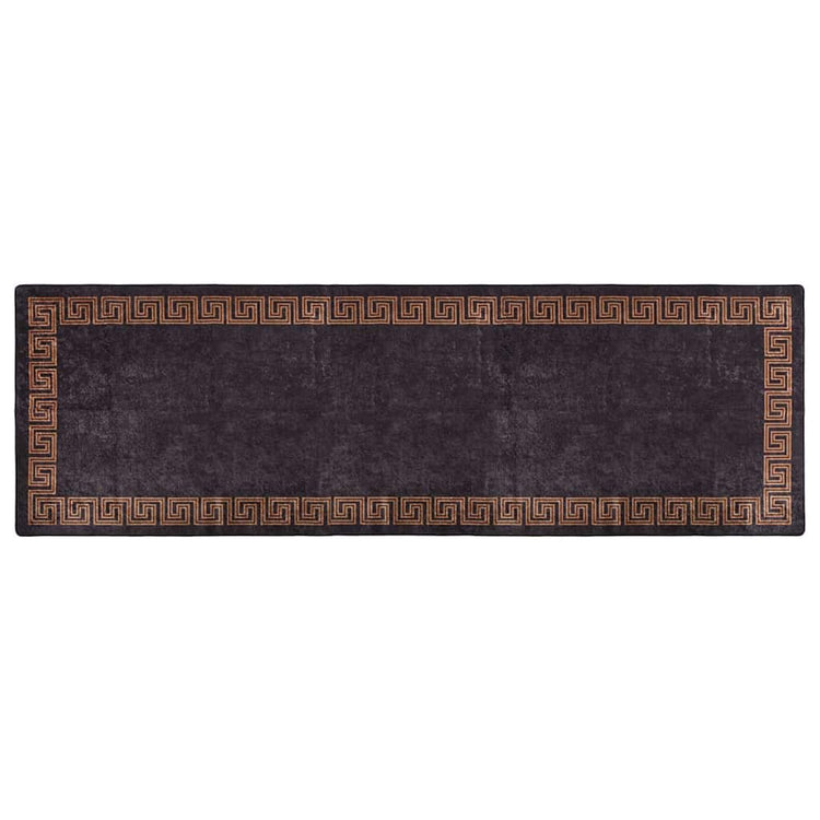 Vidaxl tapis lavable anti-glip 80x300 cm noir et or de couleur
