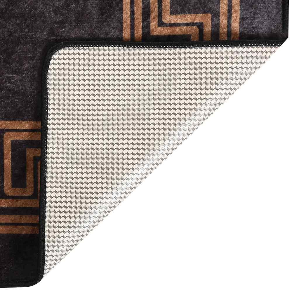 Vidaxl tapis lavable anti-glip 80x300 cm noir et or de couleur