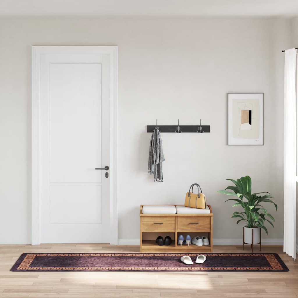 Vidaxl tapis lavable anti-glip 80x300 cm noir et or de couleur