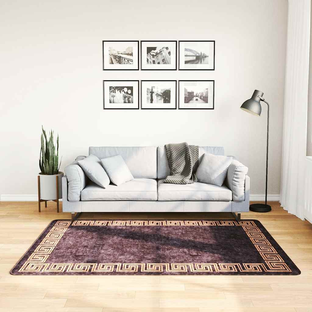 Vidaxl tapis lavable antidérapant 120x180 cm noir et or de couleur