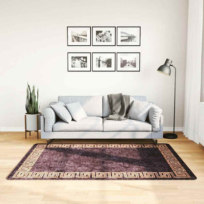 Vidaxl tapis lavable antidérapant 120x180 cm noir et or de couleur
