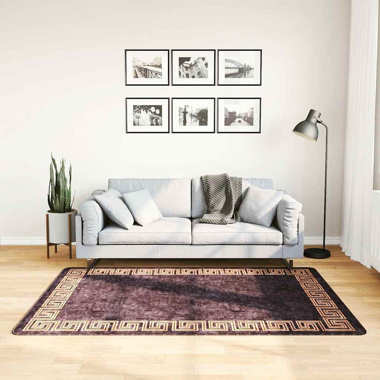 Vidaxl tapis lavable antidérapant 120x180 cm noir et or de couleur