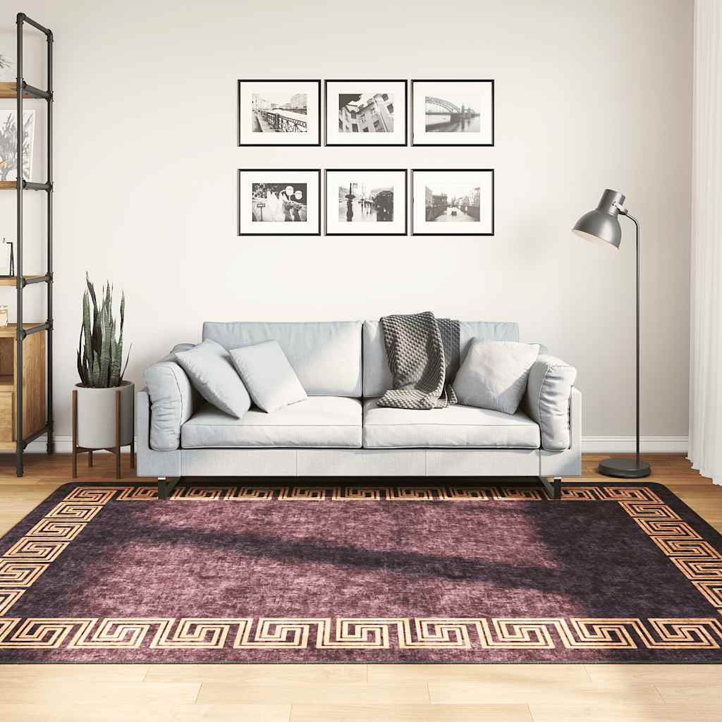 Vidaxl tapis lavable antidérapant 160x230 cm noir et or de couleur