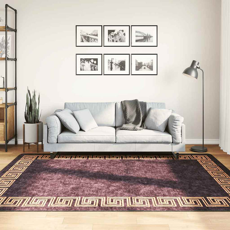 Vidaxl tapis lavable antidérapant 160x230 cm noir et or de couleur