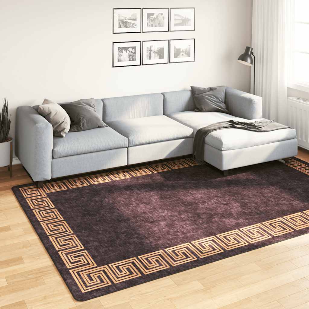 Vidaxl tapis lavable antidérapant 190x300 cm noir et or de couleur