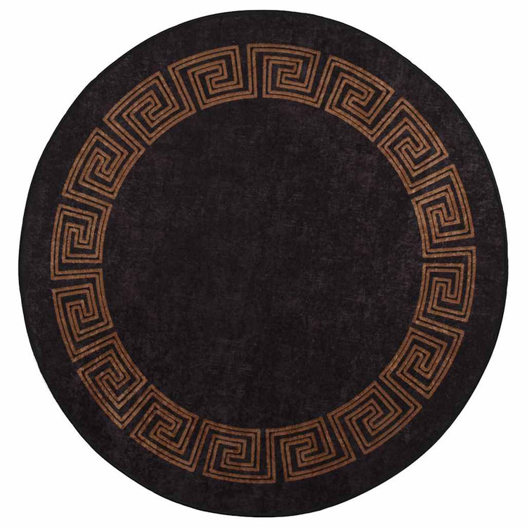 Tapis vidaxl Anti-slip lavable Ø120 cm noir et or de couleur