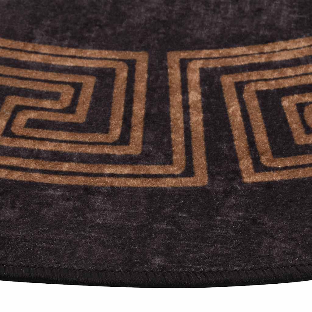 Tapis vidaxl Anti-slip lavable Ø120 cm noir et or de couleur
