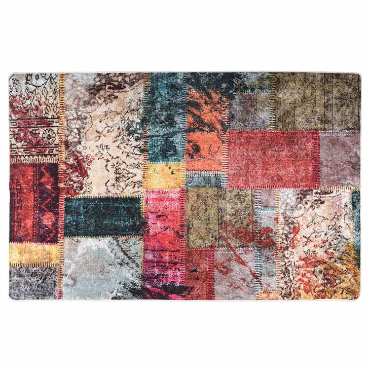 Vidaxl tapis lavable Anti-slip patchwork 80x150 cm multicolore