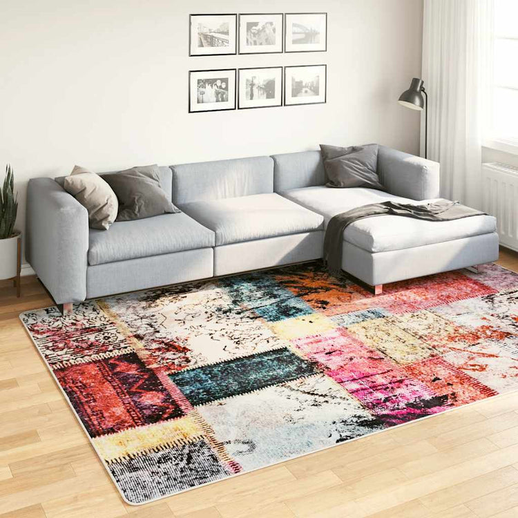 Vidaxl tapis lavable Anti-slip patchwork 190x300 cm multicolore
