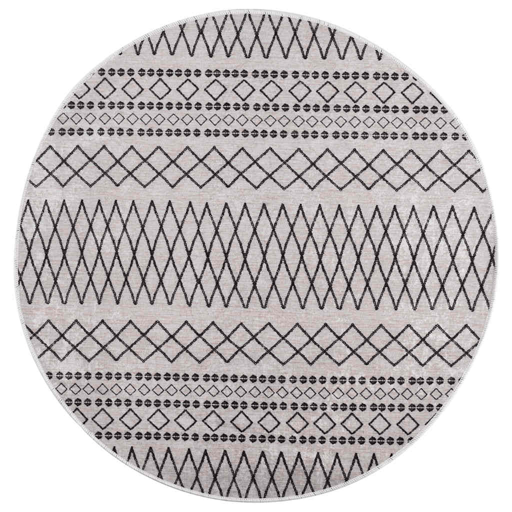 Tapis vidaxl lavable antidérapant Ø120 cm noir et blanc
