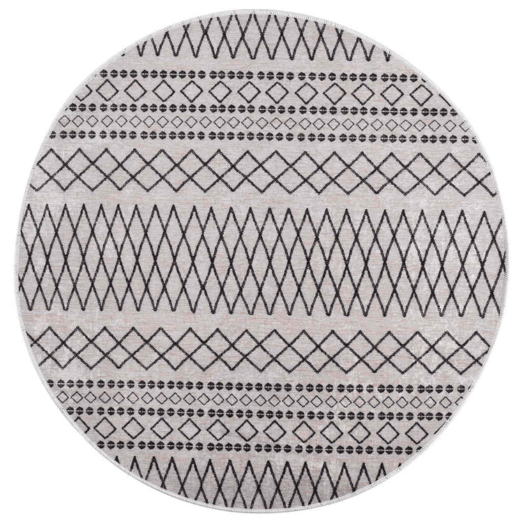 Tapis vidaxl lavable antidérapant Ø120 cm noir et blanc