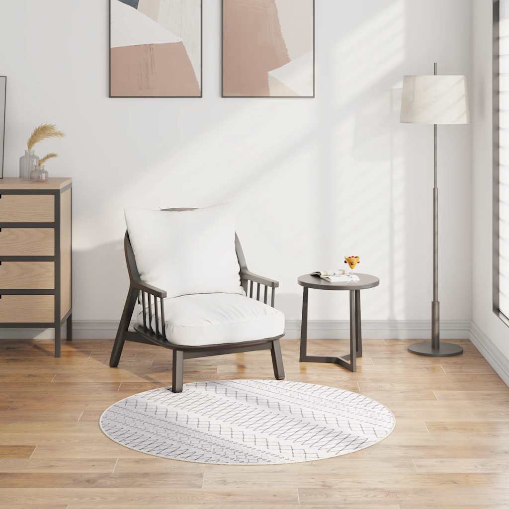 Tapis vidaxl lavable antidérapant Ø120 cm noir et blanc