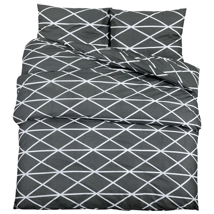 Ensemble de croisement de couette Vidaxl 240x220 cm Gray en coton
