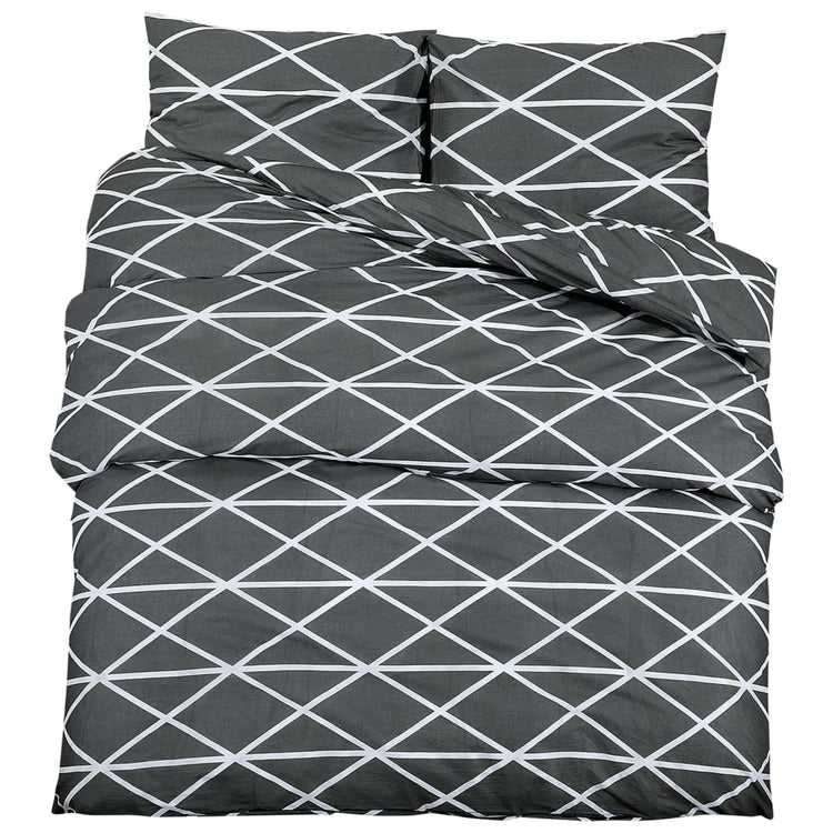 Ensemble de croisement de couette Vidaxl 225x220 cm Gray en coton