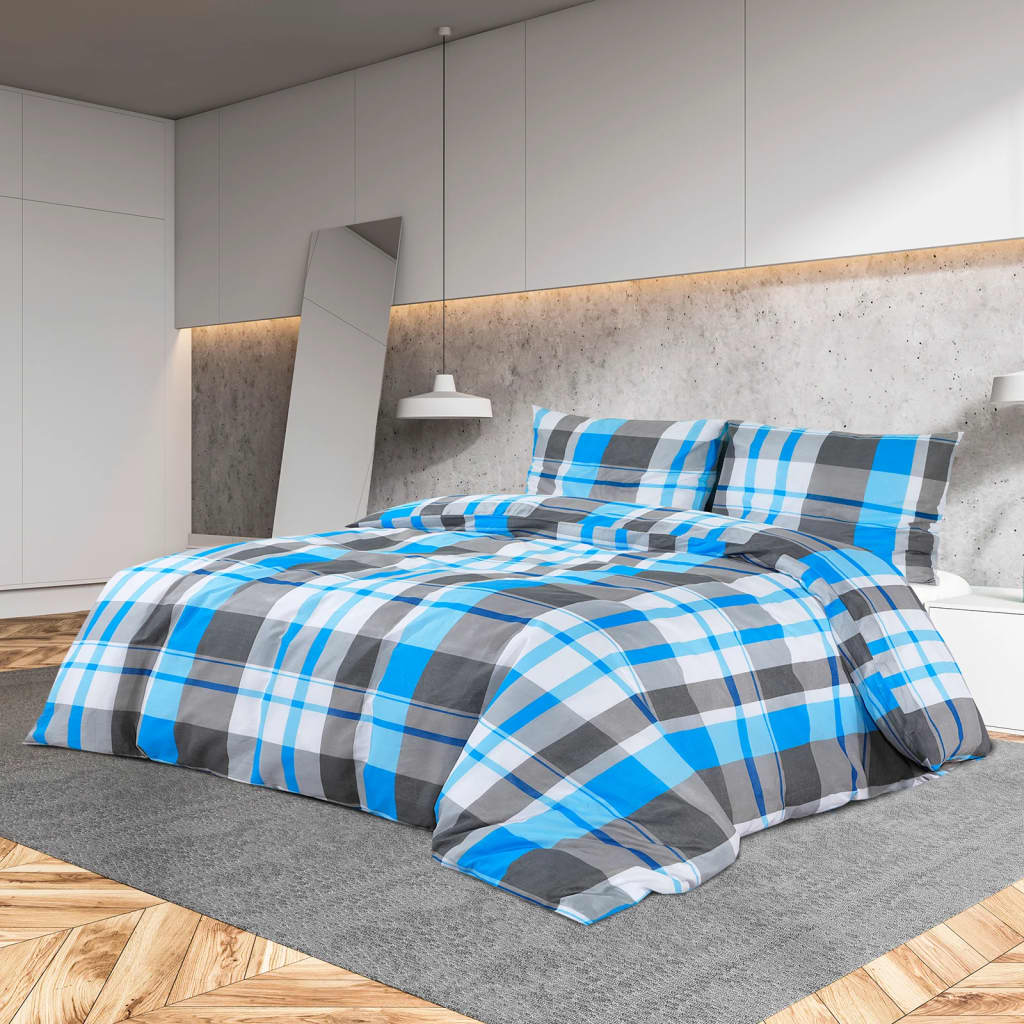 Vidaxx parure de couette 240x220 cm coton bleu et gris